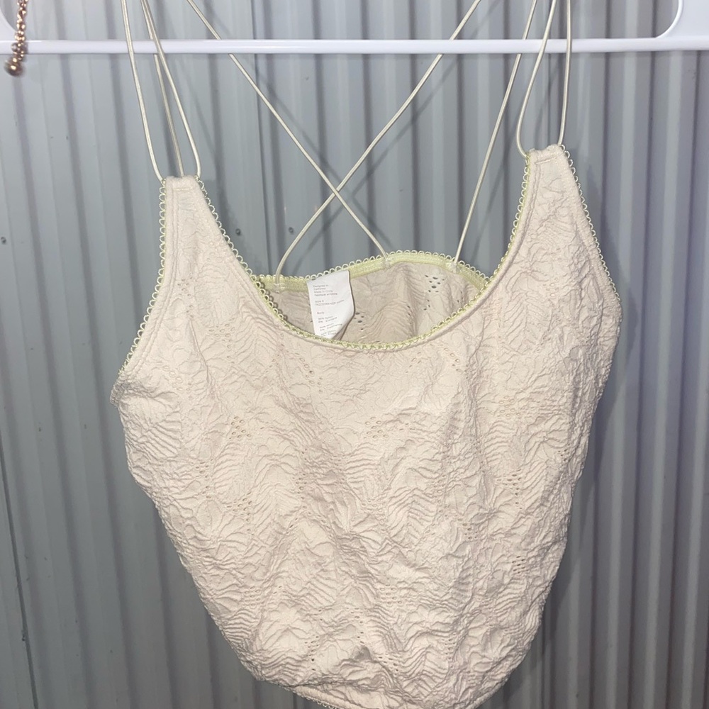 Fabletics Cream Lace Tank Top